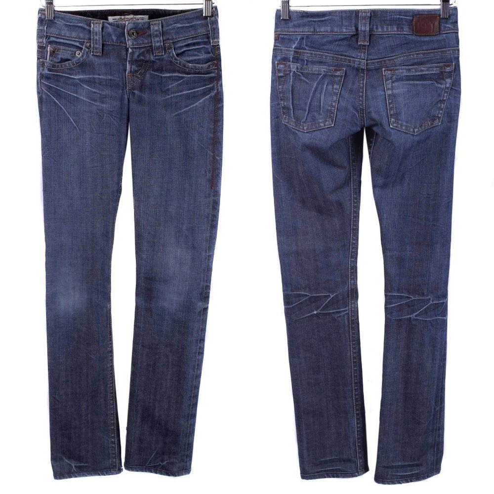 1921 WESTERN GLOVE WORKS Medium Wash Whisker Detail Slim Leg Jeans Size 24/0